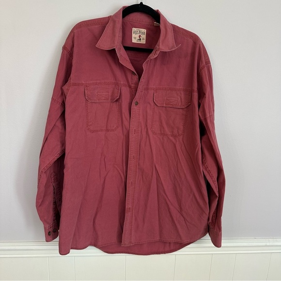 RedHead Men's Casual Button Down Shirt - Red - Picture 2 of 9